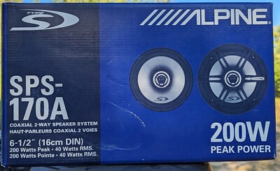Alpine 6.5 inch coaxial two-way speaker system, 200 watts peak/40 watts ...