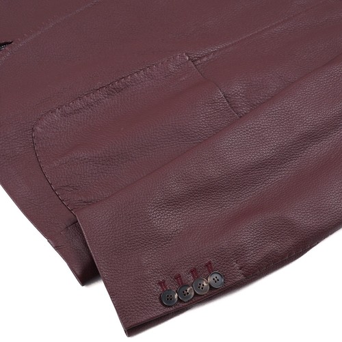 Rifugio Napoli Handmade Burgundy Deerskin Leather Blazer Slim M (Eu 50) Jacket - 第 5/11 張圖片