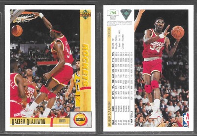 Upper Deck NBA Basketball 1991 #254 Hakeem Olajuwon Houston Rockets HOF Card