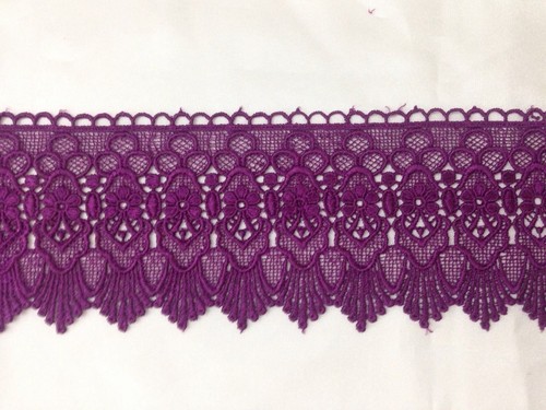 BEAUTIFUL GUIPURE LACE TRIM EDGING White Ivory Black Navy Red Wine 3.25'' 1Yard - Picture 40 of 51