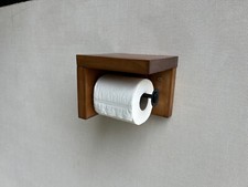 Rustic Wood Toilet Roll Paper Holder Bathroom Wall Mounted 