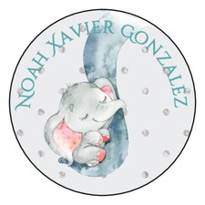 30 Favor Labels Princess Elephant Baby Shower Thanks Personalize Custom