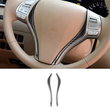 2Pcs Carbon Fiber Steering Wheel Accent Cover Trim For Nissan Rogue/X-Trail