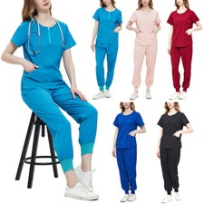 Scrub Uniform Zip Top  Jogger Workwear 7 Colours