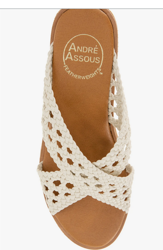 NIB André Assous Bryana Woven Wedge Sandals Ivory Size 8 M Women - Picture 6 of 7