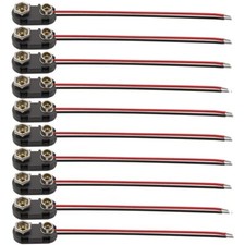 10Pcs 9V Battery Clip Connector I-Type Buckle Connector Plastic Shell Lead Wire