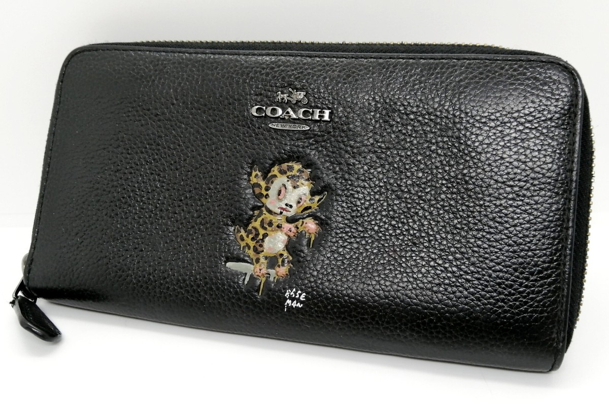 ロート用 新品訳ありCOACH × Gary Baseman コラボ長財布 COACH Gary Baseman Black Leather Wallet Rare Used | eBay