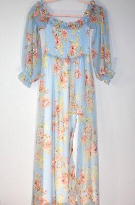 aakaa blue dress Halter Neck Tiered Maxi Dress main image 0
