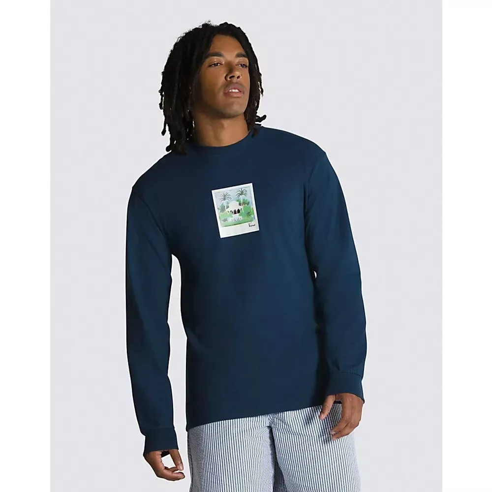 Brand New Mens Vans Paradise Polaroid Photo Long Sleeve T-shirt Navy Size Medium