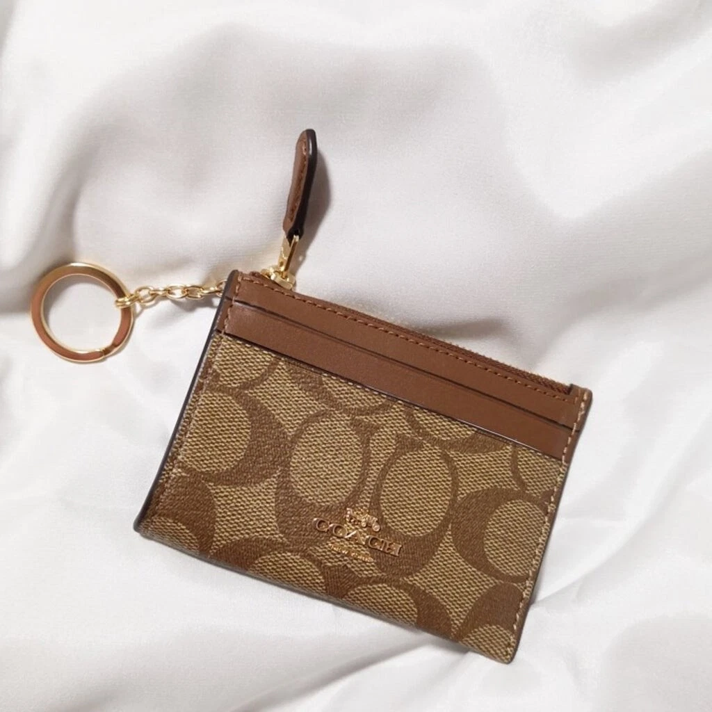 Coach mini skinny id outlet case in signature canvas
