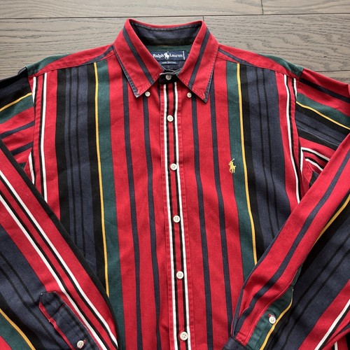 Vtg 90's Polo Ralph Lauren Colorful Striped Colorblock Button Up Men's XL Shirt - Picture 9 of 12