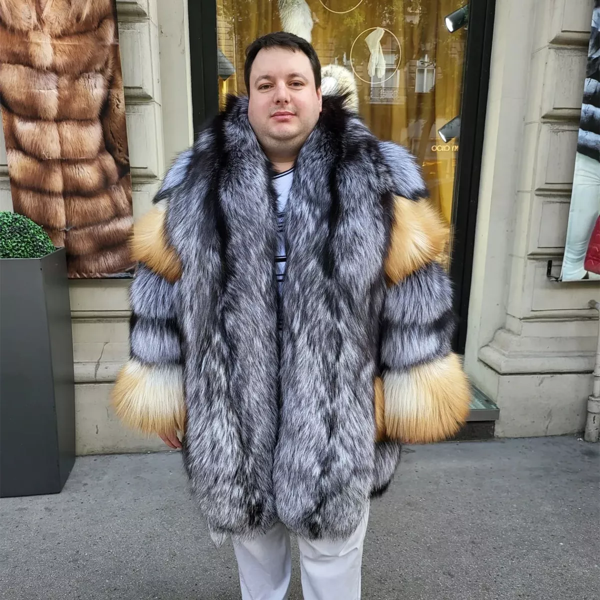 Silver fox fur 2024 coat ebay