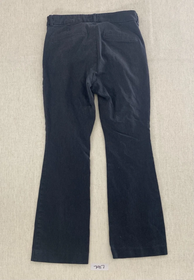 Pantalones acampanados Pixie azul marino antiguos para mujer talla 8 negros elásticos tiro alto trabajo carrera Foto 2 de 4