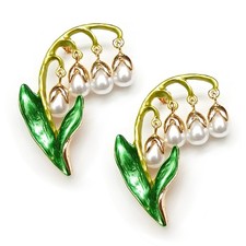 2pcs Brooch Lily of The Valley White Pearl Fl...