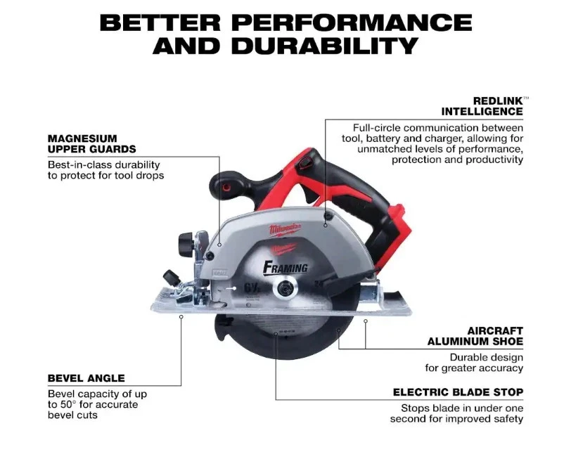 Milwaukee M18 6-1/2 циркулярная пила 2630-20 с ЛЕЗВИЕМ, НАПРАВЛЯЮЩЕЙ И ВАКУУМНЫМ КРЕПЛЕНИЕМ - Изображение 2 из 4