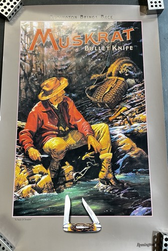 Vintage Original 1989 Remington Muskrat Bullet Knife Poster “A Pack Of Trouble”