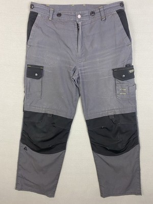 Panoply Work Trousers W34 L28 Grey Black Cargo Utility Pants Heavy Duty