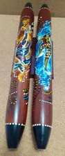Aboriginal Decorated Wood Claves, Signed