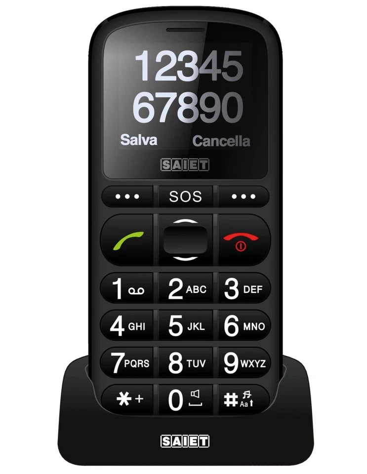 Telefono GSM Saiet PRONTO MAX Dual Band Tasti Grandi Base Senior Anziani - Immagine 2 di 4