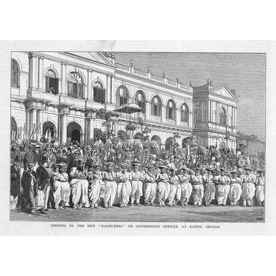 CEYLON Eröffnung der neuen Regierungsbüros - antiker Druck 1880