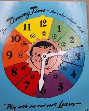 SIFO Timmy Time Color Wheel Clock Puzzle Vintage Wooden 1950s Complete ARN Rare