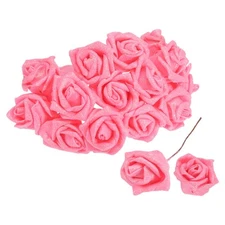 50pcs Glitters Roses Artificial Flowers Fake Roses with Stems Pink
