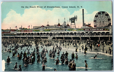 c.1910 Steeplechase, Coney Island, NY Amusement Park Postcard P204