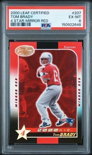 New Listing2000 Leaf Certified 4 Star Mirror Red #207 Tom Brady PSA 6 EX-MT Rookie RC