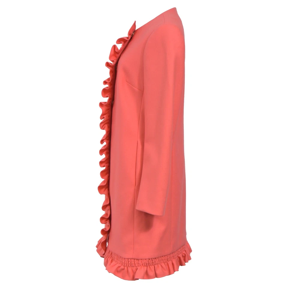 Abrigo Rojo Valentino Detalle Volantes En Lana Rosa Mujer Rosa Talla 42 Foto 2 de 4