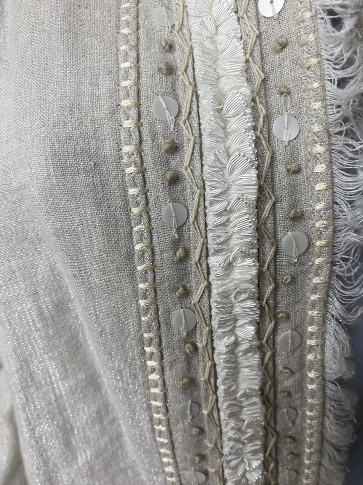 Blazer Chico’s Mujer Lino Talla 2 Vintage Adorno Indio Cottagecore Folk Foto 4 de 4