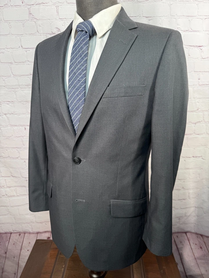 APT. 9 Mens Gray SLIM FIT 2-Button NOTCH LAPEL Sport Coat Blazer Jacket 38R - Image 2 of 4