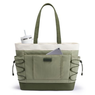 LOVEVOOK Tote Bag for Women, Puffer with 15.6 Inch, Green-beige