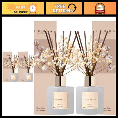 Scented Reed Diffuser Set - 2 Packs Clean Linen Home Fragrance with Sticks, Bath