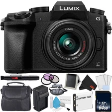 Panasonic Lumix DMC-G7 Mirrorless Digital Camera +14-42mm Lens Bundle +64GB Memo