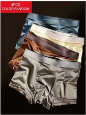 4PCS Men's Ice Silk Underwear Breathable Boxer Shorts Seamless Satin Soft Briefs