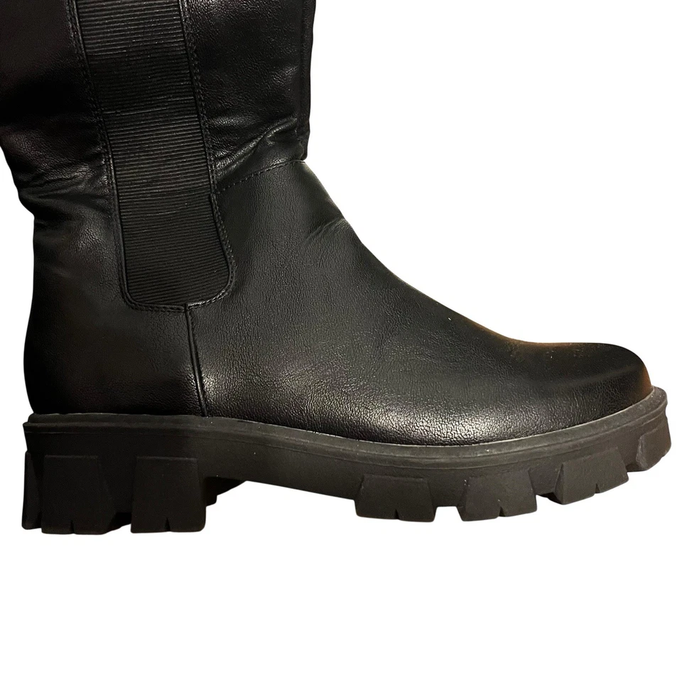 Botas Sugar Mujer 10M Negras Jillian Altas Montar Moto Combate Invierno Motociclista Niña Foto 3 de 4