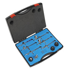 Image of Sealey Air Brush Kit 10pc Gravity/Suction Feed With Double-Action Trigger AB936