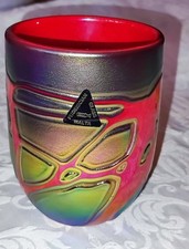 Phönician Glass Malta Vase rot gold-bunt Höhe 12cm Durchm. 9cm 675Gramm 1991