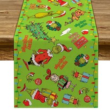 Merry Christmas Table Runner 13x72 Inch Winter Holiday Party Decor Green