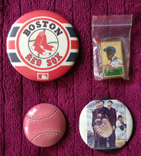 BASEBALL PINS & BUTTONS: JACKIE ROBINSON, ROCKWELL'S UMPIRES, BOSTON RED SOX + 1