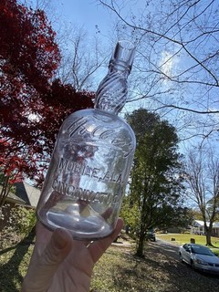 RARE ANTIQUE NICE PRE PRO BLOWN HOLBERG WHISKEY BOTTLE MOBILE ALABAMA FANCY NECK