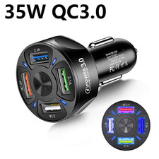 4port Qc 3.0 Fast Charging Accessories Led Display Usb Phone Car Charger Adapter