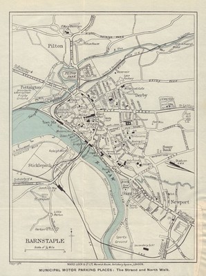 BARNSTAPLE Vintage Tourist Town City Resort Plan. Devon. WARD LOCK 1932 Karte