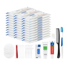 7-in-1 Travel Toiletries Kit Bulk, Disposable 1 Count Pack of 10 , Blue