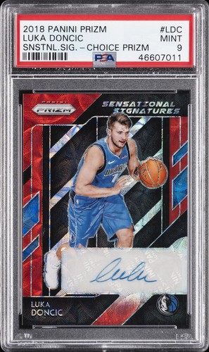2018 PANINI PRIZM SENSATIONAL SIGNATURES CHOICE PRIZM LUKA DONCIC RC PSA 9 AUTO
