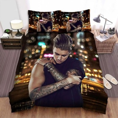 Justin Bieber Nachtstadt Bettwäsche Set Individuell Bettbezug &Kissenbez.80x80
