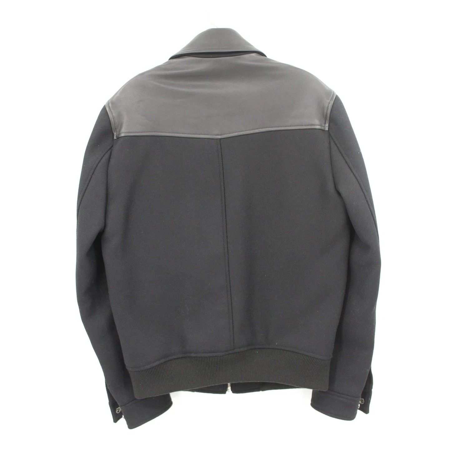 The Kooples Mens Wool Bomber Jacket Lambskin Leather Trim Size Medium NEW Black - product detail image 2