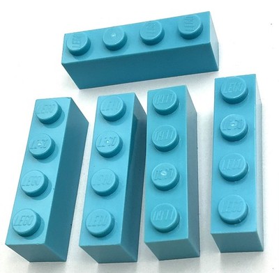 Lego 5 New Medium Azure Bricks Building Blocks 1 x 4 Stud Parts