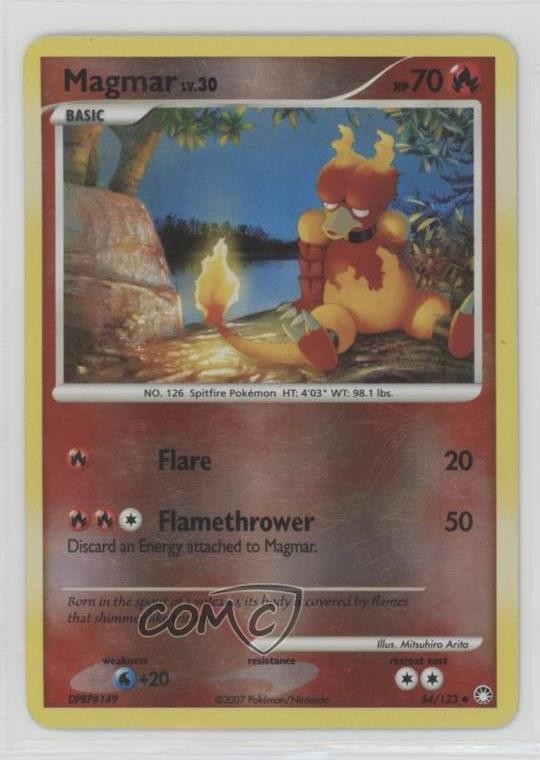 Magmar Reverse Foil Pokémon Diamond & Pearl Mysterious Treasures #54 2007