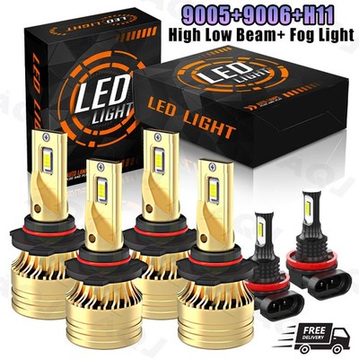 For Mitsubishi Lancer 2008-2022 White LED Headlight High/Low + Fog Light Bulbs